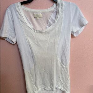 Helmut Lang Classic Abstract White Short Sleeve Tee